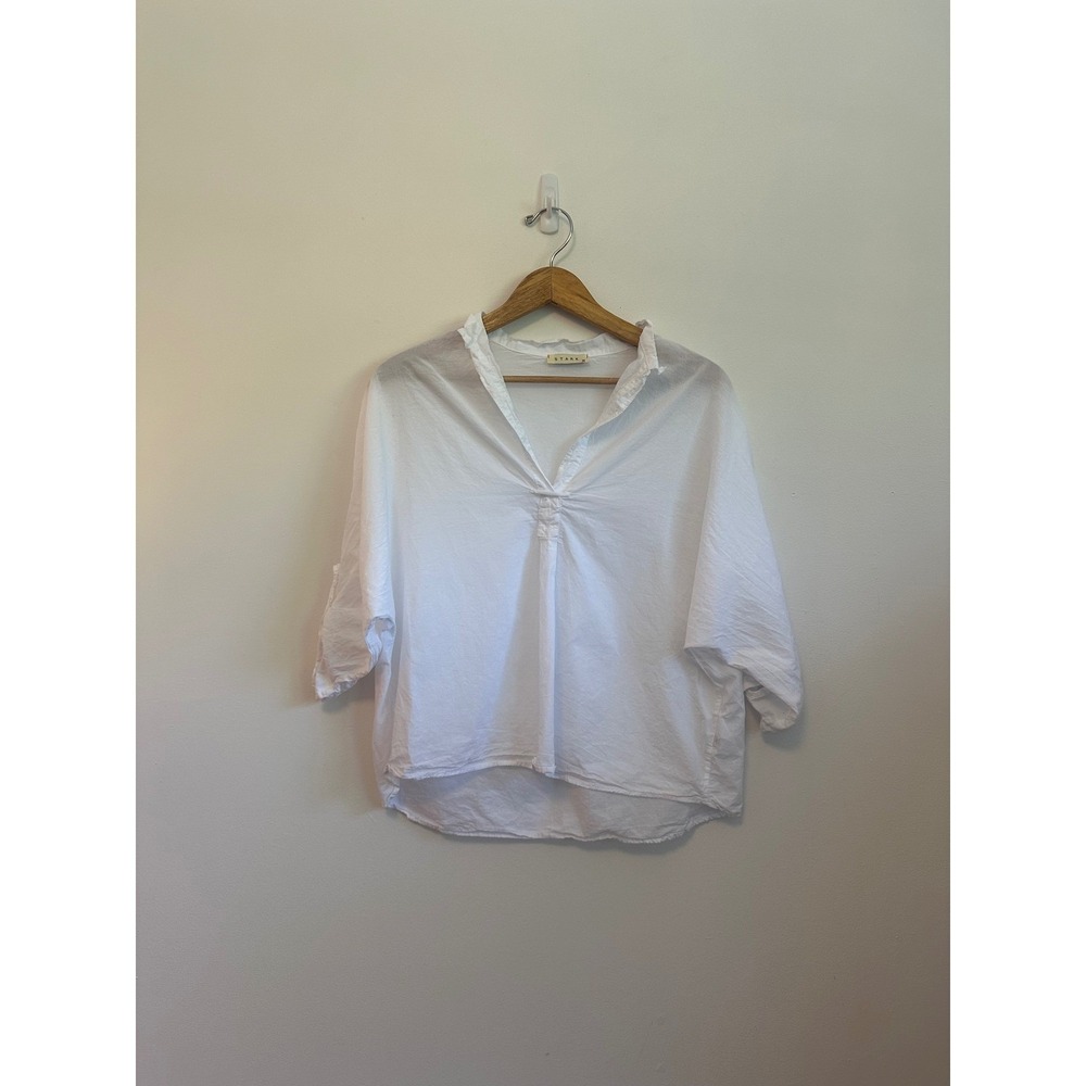 Stark X White Cotton Poplin Popover Top | Size XS